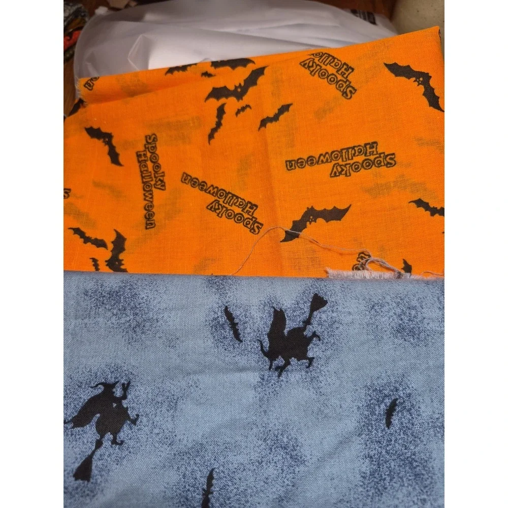 Bundle Of 4 Pieces Of Halloween Fabric Sizes Vary